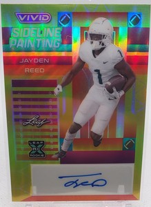2023 Leaf Vivid Jayden Reed Sideline Painting XRC #5/10 Yellow Refractor RC 
