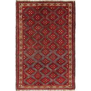 Afghan Wool Rug Hand Knotted Tribal Unique Artisan Baloch Area Carpet 140x92cm - Picture 1 of 6