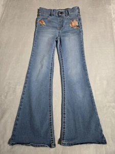 Wonder Nation Girl's Flare Jegging Jeans Size Medium 7 - 8 Floral Embroidered - Picture 1 of 10