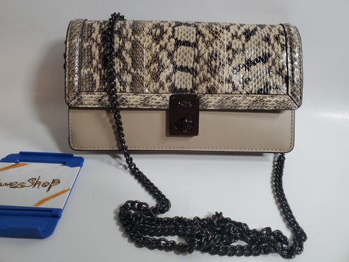 Borsa a tracolla Coach Hutton in pelle pelle di serpente nuova con etichette