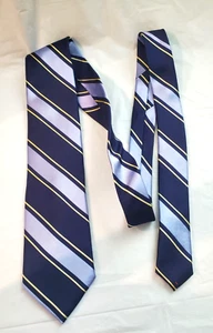 Chaps Herren Krawatte Handarbeit 100% Seide blau gold gestreift - Bild 1 von 7