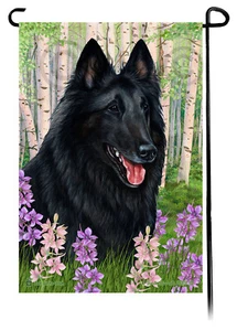 Spring Flowers Garden Flag - Belgian Sheepdog #2 - Picture 1 of 1