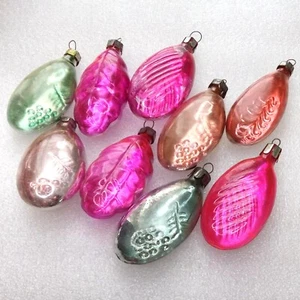 9 Vintage Ukrainian Glass Christmas Fir-Tree Ornaments Xmas Decorations Leaves - Picture 1 of 5