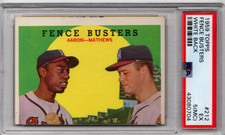 1959 topps fence busters white back psa 5 (mc) hank aaron eddie mathews