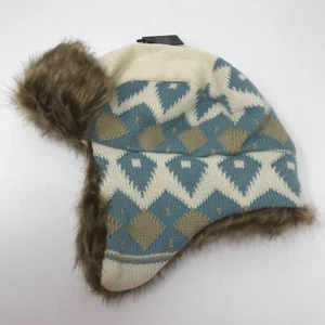 Sombrero tejido Chaos con forro de piel sintética estampado azul tostado - Imagen 1 de 6