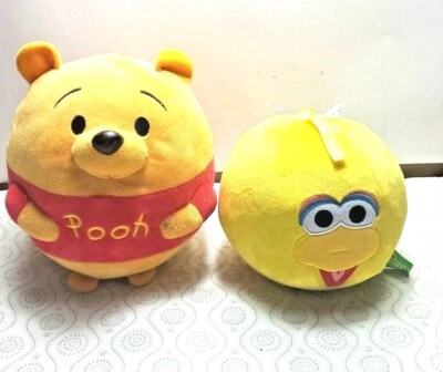 Ty Winnie The Pooh Beanie Ballz Disney  8" Plush & 5" Sesame Street Big Bird  - Image 1 of 4