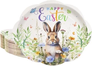 50 Pcs Easter Oval Paper Plates 10 x 12 Inches Disposable Dinner Platters - Picture 1 of 6