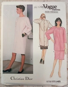 VOGUE Paris 1405 Christain Dior De Colección Años 80 Coser Patrón SIN CORTAR Túnica Falda Quimise 14 - Imagen 1 de 9