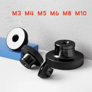 Knurled Thumb Nut Hand Grip Knobs Black Zinc Plated Steel Through Hole M3 - M10 - Picture 1 of 10