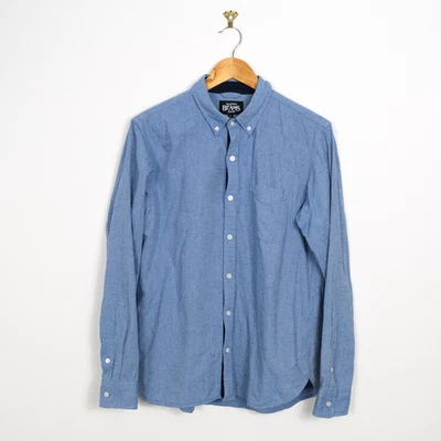Beams original fabric Shirt  Blue Long Sleeve Button 1 pocket Large L slim - Image 1 of 4