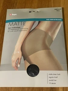 Target Matte No Waistband Pantyhose - Nearly Black Size Tall BNWT - Picture 1 of 2