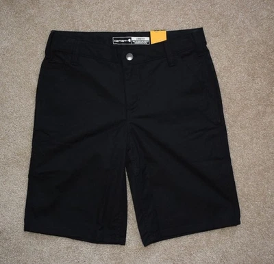 New Womens Carhartt Canvas Work Shorts 6 Black Loose Fit Rugged Flex - Image 1 of 2