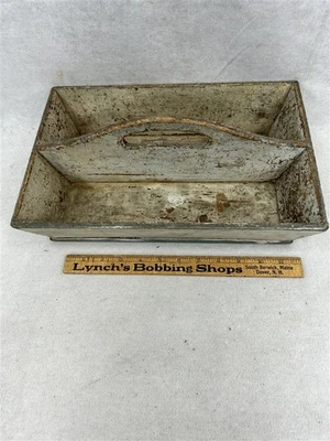  antique carrier tool tray kitchen flatware 10.5 x 10.5 hand made painted 1800 - Image 1 of 4