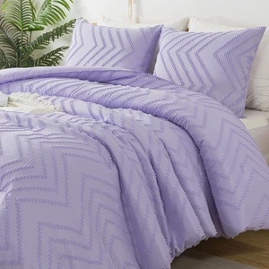 Litanika Lavender Purple Queen Size Comforter Sets 3 Pieces Lightweight Chevr... - Picture 1 of 7