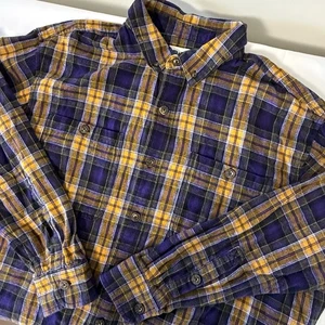Duluth Trading Herren XL Tall Relaxed Fit Button Down Flanell Lila/Gold - Bild 1 von 9