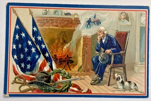 Foto postal patriótica de 1900c EE. UU. Guerra Civil Tuck en relieve - Imagen 1 de 2