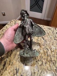 Vintage Girl FAIRY RESIN Figure Statue inside Or Out Garden Fairy Patina Design - Picture 1 of 7