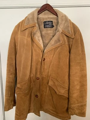 Vintage Sears Robuck Sherpa Lined Suede Jacket Size 42 Reg - Image 1 of 3