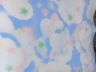 Stars And Clouds Material / Fleece  White Blue, Pink,Yellow + Green Panel 64×50" - Image 1 of 4