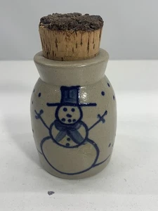 BBP Pottery Crock Beaumont Brothers azul sal esmaltado muñeco de nieve gres vintage - Imagen 1 de 6