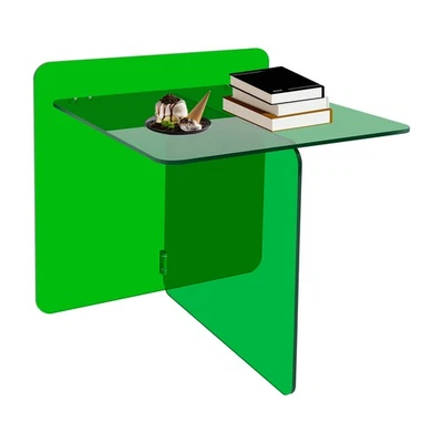 Acrylic End Table Modern Decor Side Tables Green For Living Room 19.7x19.7x18" - Image 1 of 4