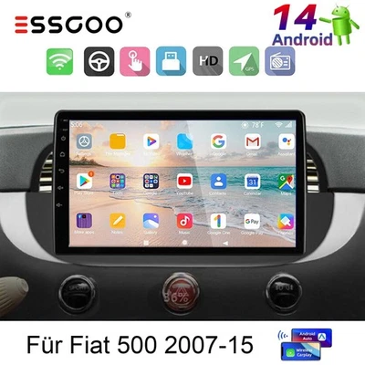 9" Per FIAT 500 2007-2015 Apple Carplay Android 14 Autoradio GPS NAVI RDS 4+64GB - Immagine 1 di 4