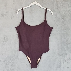 Cotton On Body Scoop Back One Piece Cheeky Swimsuit Womens L Brown Thin Strap - Picture 1 of 6