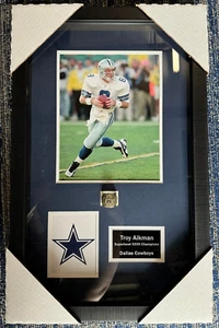 Troy Aikman Framed Replica Dallas Cowboys Championship Ring & Photo 14x22 - Picture 1 of 1