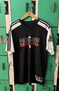 Adidas Milwaukee Bucks Black White 3 Stripes Warm Up Jersey Shooting Shirt - XL - Picture 1 of 12