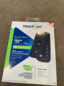 Alcatel Retro / Speakeasy / Fling A394C - Black ( TracFone ) Rare Flip Phone - Picture 1 of 5
