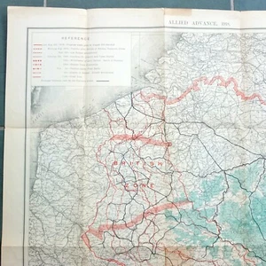 WW1 AUGUST NOVEMBER 1918 ALLIED ADVANCE ORDNANCE SURVEY MAP TRENCH BRITISH ARMY - Picture 1 of 13