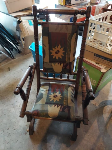 Antique Victorian Turned Walnut Platform Rocking Chair Cover