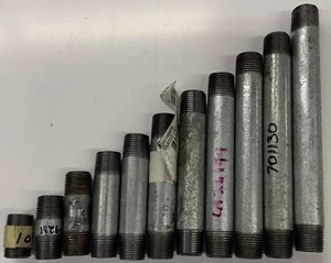 Pezón de tubo galvanizado de 3/8" NPT roscado ambos extremos - Imagen 1 de 9