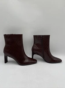 NWOB Alfani Womens Terrie Zipper Block Heel Square toe Ankle Boots Brown Sz 11M - Picture 1 of 5