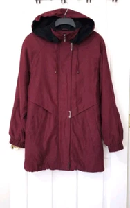 Womens FS Limited ALL WEATHER Hooded Zip Parka Coat Jacket Large Wine RED Lined - Picture 1 of 15