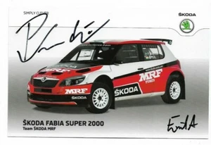 SKODA FABIA SUPER 2000 TEAM SKODA MRF AUTOGRAPH CARD - Imagen 1 de 3