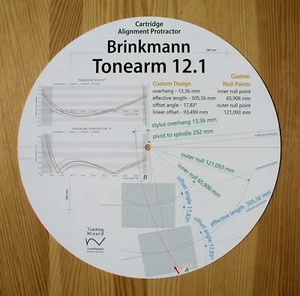 Brinkmann 12.1 Custom Designed Turntable Tonearm Cartridge Alignment Protractor - Picture 1 of 7