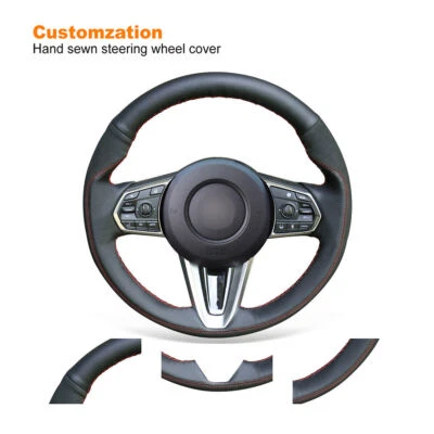 Сшитый вручную черный замшевый кожаный чехол на руль автомобиля для Acura RDX 2019-2021 - Изображение 1 из 4