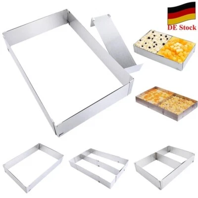 Edelstahl - Verstellbar Backrahmen eckig Torten Kuchen Ring stufenlos Backform - Bild 1 von 4