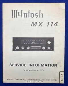 Original McIntosh MX114 / Service Information Manual -- #3 - Bild 1 von 1