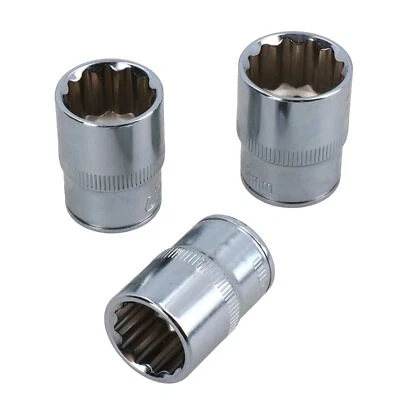 1/2" Drive Metric MM Shallow Sockets Bi-Hex 12 Sided 10mm - 30mm 17pc Set - Image 1 of 3