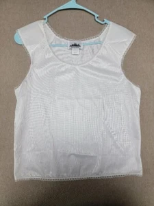 Camiseta interior camisola marfil talla PEQUEÑA METROPOLITANA DE COLECCIÓN ~ 100 % nailon EE. UU. - Imagen 1 de 4