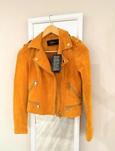 Bikerjacke - Lederjacke (echtleder) - Senfgelb - xs - Bild 1 von 4
