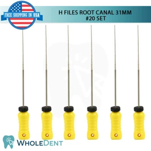 H Files Canal Raíz 31 mm Endodóntica Dental Hedstrom Paquete de 6 piezas Escarmadores #20 - Imagen 1 de 4