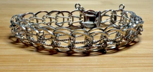 JB Sterling Silver Braided Slide Closure Chain 7 3/4" Bracelet - 18g - Picture 1 of 9