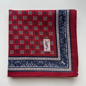 HANDKERCHIEF MEN'S POCKET SQUARE VINTAGE ART RED PATTERNED COTTON 18" (A0011) - Picture 1 of 3