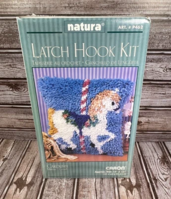Caron Latch Hook Kit Natura Craft Carousel Horse P462 Pillow Top Wall Art 12x12 - Image 1 of 4