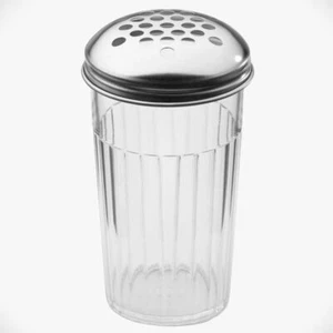 Stainless Steel Pepper Shaker 12-ounce Plastic Parmesan Cheese / Red 1/4"large - Picture 1 of 3