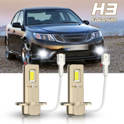 Para 2004 2005 2006 2007 Saab 9-3 2 piezas H3 LED antiniebla conducción DRL bombillas 6500 k Foto 1 de 4