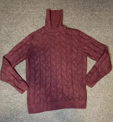 Bugatti Blackberry Turtleneck Cable Knit Sweater Men’s Size Medium Pullover - Image 1 of 4